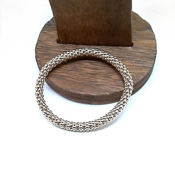 Gold-tone Beaded Stretch Bracelet Fits Wrist 6.5-7.25" - Picture 5 of 11